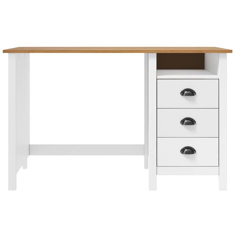 Solid wood white desk deals with drawers