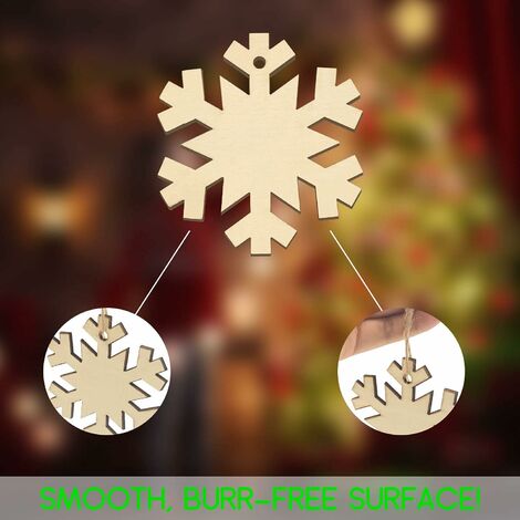 10pcs Wooden Snowflakes For Crafts Wood Snowflake Cutouts Wood Snowflake  Hanging Ornaments Blank Wooden Christmas Snowflakes For DIY Crafts Winter Xm