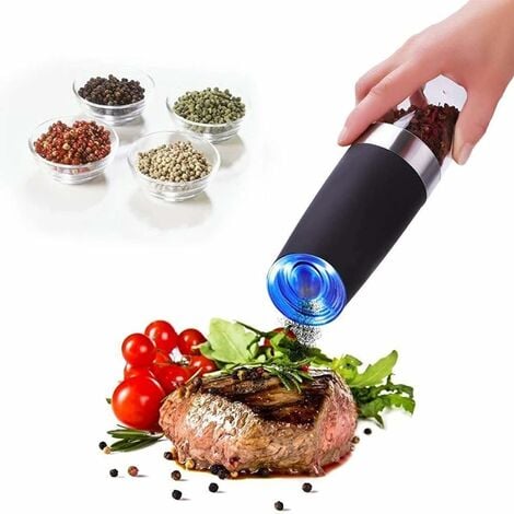 Electric Salt and Pepper Grinder Set Battery Powered Automatic Operated Pepper Grinder Gravity Salt and Pepper Mill Refillable with Light