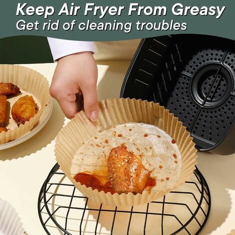 50-Pack Brown Air Fryer Liners: Non-Stick Parchment Paper Sheets