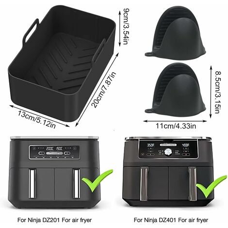 2 Pack Air Fryer Silicone Pot For Ninja Foodi Dz201/dz401 8qt, Reusable Air  Fryer Liner For Ninja Dual Air Fryer