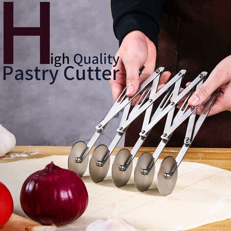 7 Wheel Stainless Steel Pastry Cutter,Expandable Pizza Slicer,Adjustable  Cutter Roller Cookie Dough Cutter Divider