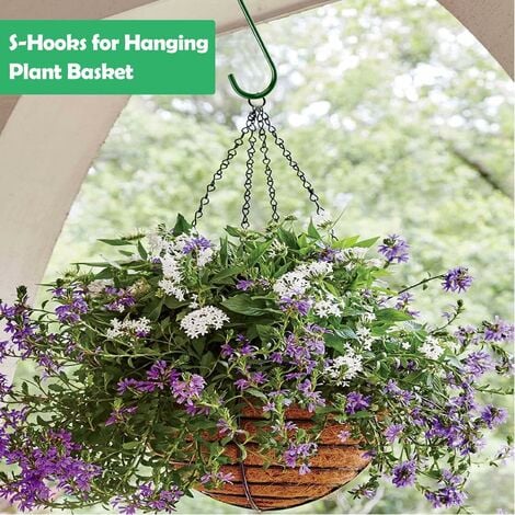 10 Pack Hanging S Hooks, 30CM Plant Hook for 10KG Hanging for Kitchens,  Garages, Gardens, Lantern