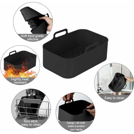 Air Fryer Silicone Baking Basket, Rectangular Air Fryer Silicone Pads For  Ninja Foodi Dual Dz201 8qt Reusable Silicone Air Fryer Liner, Non-stick Pan  Easy To Clean Oven Accessories Air Fryer Accessories Kitchen