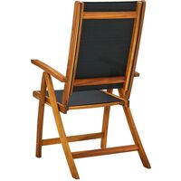 Folding Garden Chairs 2 pcs Solid Acacia Wood and Textilene - Black