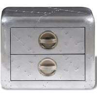 Aviator End Table with 2 Drawers Vintage Aircraft Airman Style - Silver