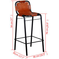 Bar Stools 2 pcs Real Leather - Brown