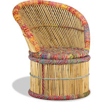 Bamboo Chair with Chindi Details - Multicolour