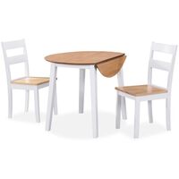 Dining Set 3 Pieces MDF and Rubberwood White - White
