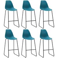 Bar Chairs 6 pcs Turquoise Plastic - Turquoise