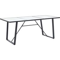 Dining Table White 180x90x75 cm Tempered Glass - White