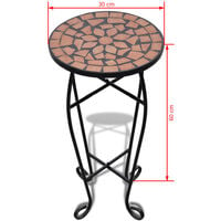 Mosaic Side Table Plant Table Terracotta - Orange