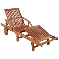 Sun Lounger with Table Solid Acacia Wood - Brown