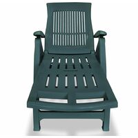 Sun Lounger with Footrest Plastic Green - Green