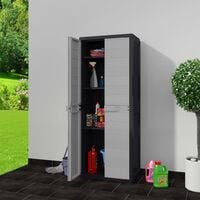 Garden Storage Cabinet with 3 Shelves Black and Grey - Grey