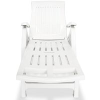 Sun Lounger with Footrest Plastic White - White