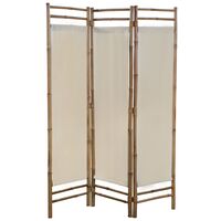 Folding 3-Panel Room Divider Bamboo and Canvas 120 cm - Cream