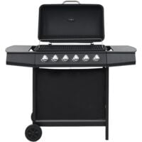 Gas BBQ Grill with 6 Cooking Zones Steel Black - Black