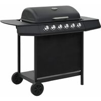 Gas BBQ Grill with 6 Cooking Zones Steel Black - Black