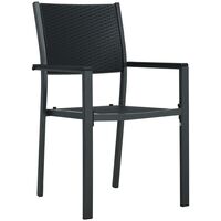 Garden Chairs 2 pcs Black Plastic Rattan Look - Black