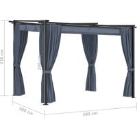 Gazebo with Curtains 3x3 m Anthracite Steel - Anthracite