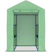Greenhouse with Shelves Steel 143x143x195 cm - Green