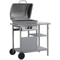 Gas BBQ Grill with 3-layer Side Table Black and Silver - Silver