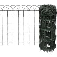 Garden Border Fence Powder-coated Iron 25x0.65 m - Green