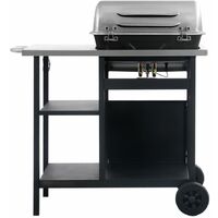Gas BBQ Grill with 3-layer Side Table Black and Silver - Black