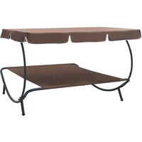 Outdoor Lounge Bed with Canopy Brown - Brown