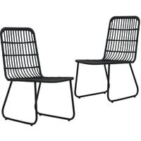 Garden Chairs 2 pcs Poly Rattan Black - Black