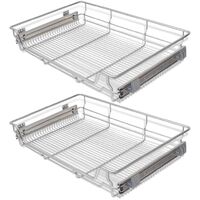 Pull-Out Wire Baskets 2 pcs Silver 800 mm - Silver
