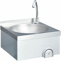 Hand Wash Sink with Faucet and Soap Dispenser Stainless Steel - Silver