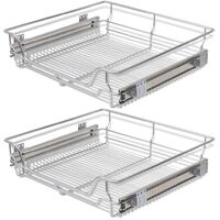 Pull-Out Wire Baskets 2 pcs Silver 600 mm - Silver