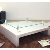 Coffee Table with Glass Top White - White