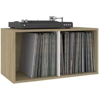 Vinyl Storage Box White and Sonoma Oak 71x34x36 cm Chipboard - Brown