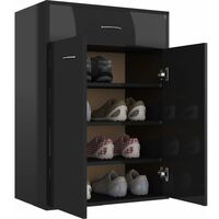 Shoe Cabinet High Gloss Black 60x35x84 cm Chipboard - Black