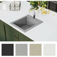Overmount Kitchen Sink Single Basin Granite Grey - Grey