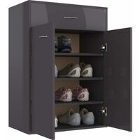 Shoe Cabinet High Gloss Grey 60x35x84 cm Chipboard - Grey