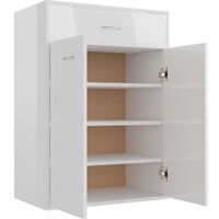 Shoe Cabinet High Gloss White 60x35x84 cm Chipboard - White