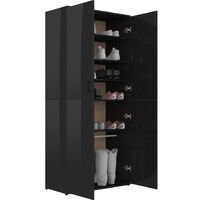 Shoe Cabinet High Gloss Black 80x39x178 cm Chipboard - Black