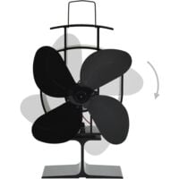 Heat Powered Stove Fan 4 Blades Black - Black