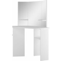 Corner Dressing Table Cosmetic Table Make-up Table White - White