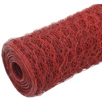 Chicken Wire Fence Steel with PVC Coating 25x1.2 m Red - Red