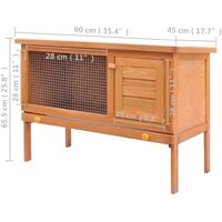 Outdoor Rabbit Hutch Small Animal House Pet Cage 1 Layer Wood - Brown