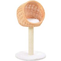Cat Tree with Sisal Scratching Post Natural Willow Wood - Brown
