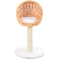 Cat Tree with Sisal Scratching Post Natural Willow Wood - Brown