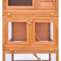 Outdoor Rabbit Hutch Small Animal House Pet Cage 3 Layers Wood - Brown