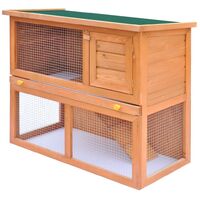 Outdoor Rabbit Hutch Small Animal House Pet Cage 1 Door Wood - Brown