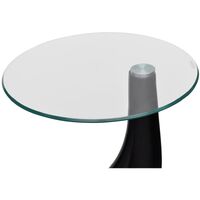 Coffee Table 2 pcs with Round Glass Top High Gloss Black - Black